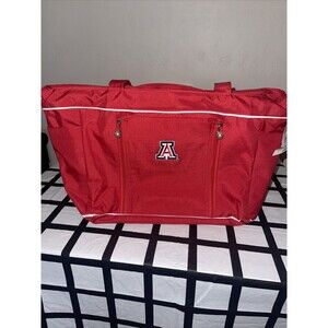 U OF A  Logo Diaper Bag With Changing Pad Many Pockets Zipper Closure NWT Red